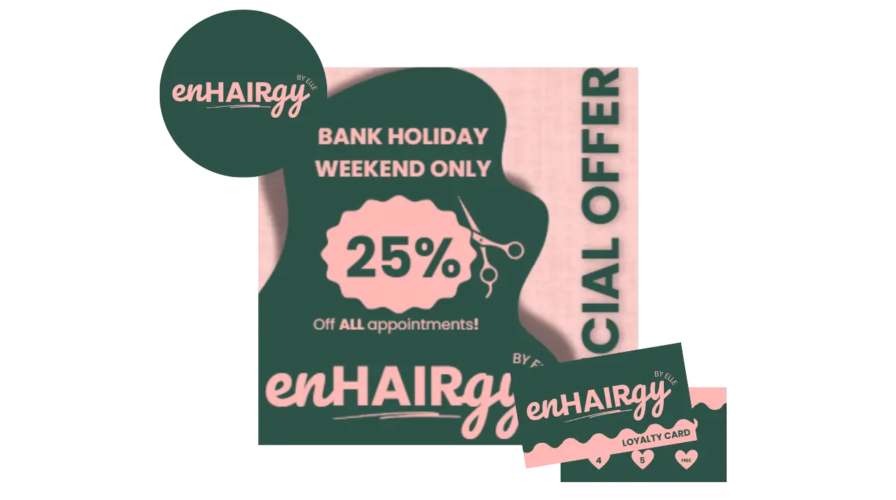 enHAIRgy – salon brand graphic designs