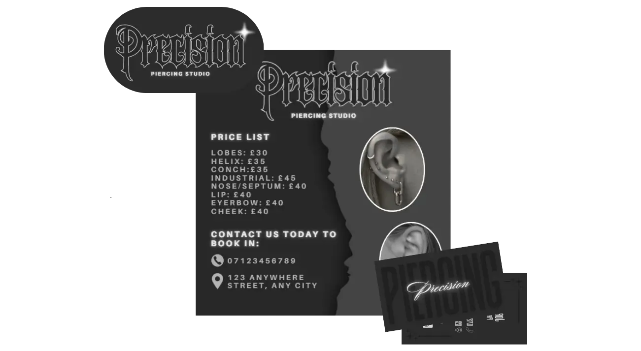 Precision – piercing studio graphic designs