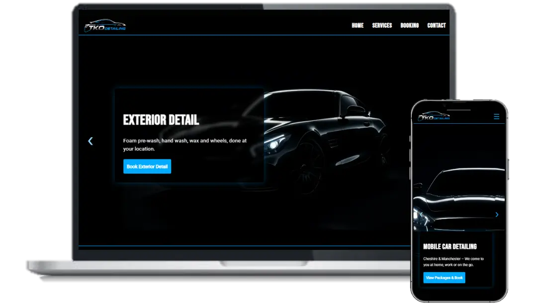 TKO Detailing – custom multi-page car detailing website