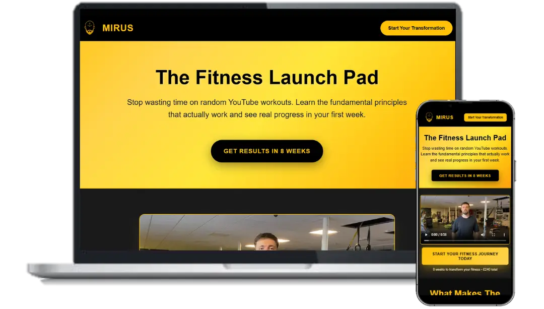 MirusFit – bold, dark personal trainer website design