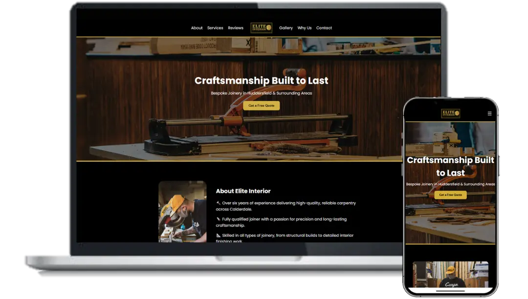 Elite Interior – clean one-page joinery website design